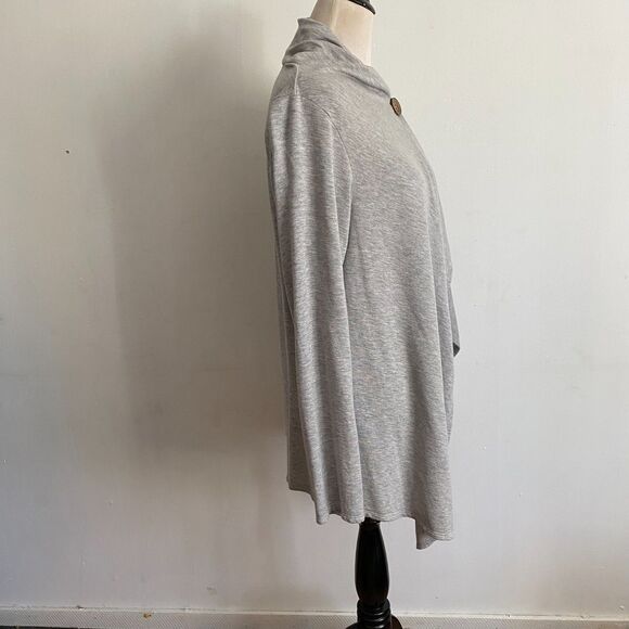 Bobeau Light Heathered Grey One-Button Cardigan: Size XL - Picture 5 of 9